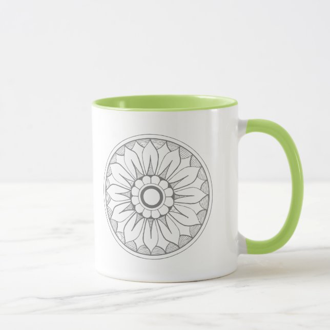 Personalise Grey and Lime Medallion Pattern Mug (Right)