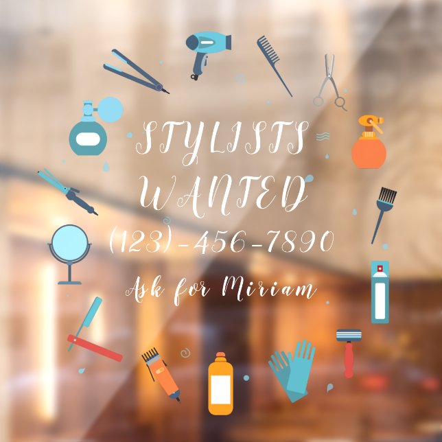 Personalise Hair Salon Stylist Wanted Shop Symbol  Window Cling (Sheet 2)