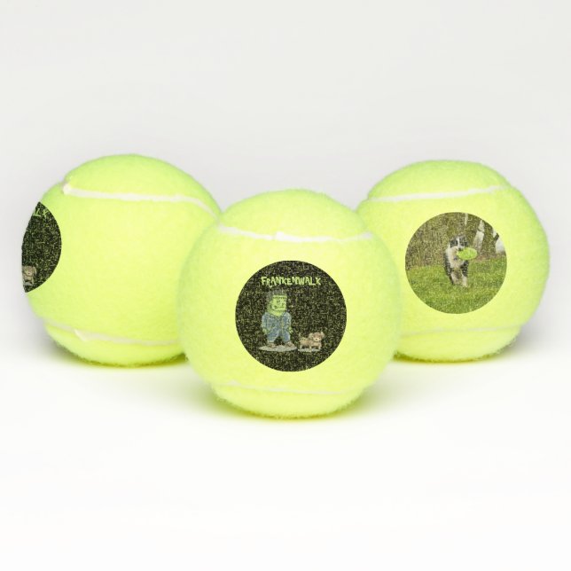 Personalise Halloween Frankenwalk Funny  Dog Tennis Balls (Multi)