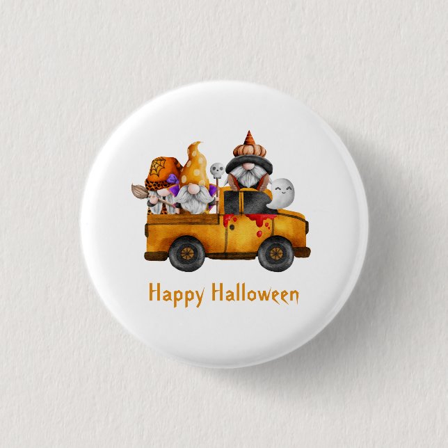 Personalise Halloween Gnomes Happy Halloween 3 Cm Round Badge (Front)