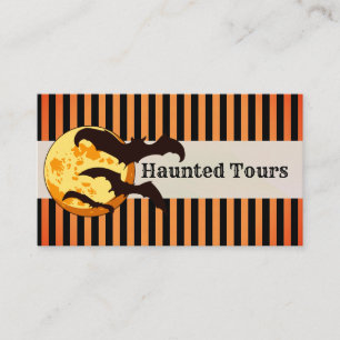 Personalise Halloween Haunted Tours Orange Black Business Card