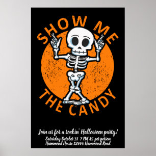 Personalise Halloween Show Me The Candy Skeleton Poster