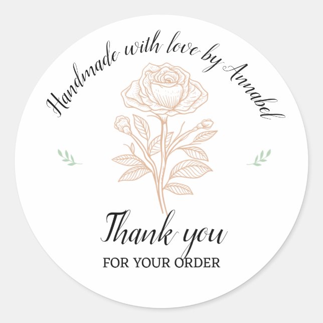 Personalise "Handmade with Love"  Classic Round Sticker (Front)