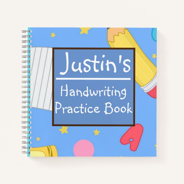 Personalise Handwriting Practice Line Notebook  (Front)
