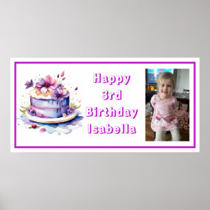Personalise Happy Birthday Banner for Little Girl  Poster