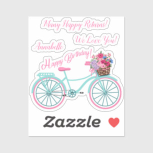 Personalise Happy Birthday Bike Flower Basket