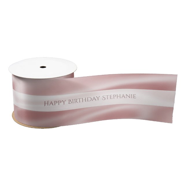 Personalise "Happy Birthday" Faux Girly Pink Satin Ribbon (Spool)
