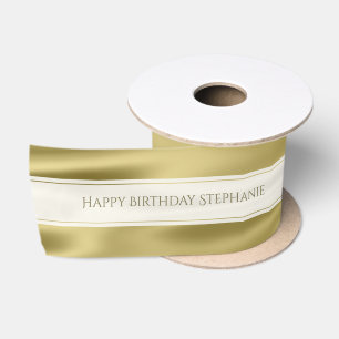 Personalise "Happy Birthday" Faux Gold Satin Ribbon