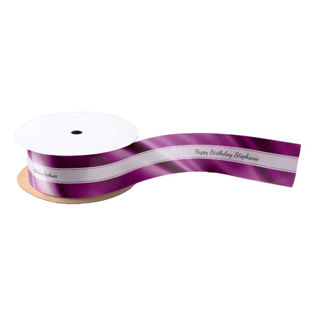 Personalise "Happy Birthday" Faux Orchid Satin Satin Ribbon (Spool)
