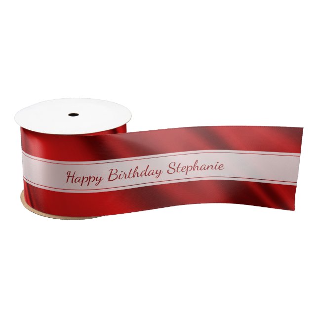 Personalise "Happy Birthday" Faux Red Satin Satin Ribbon (Spool)