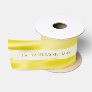 Personalise "Happy Birthday" Faux Yellow Satin Ribbon