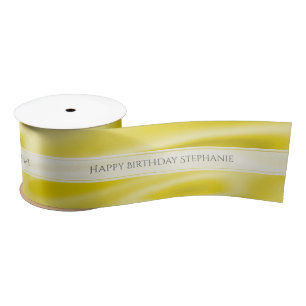 Personalise "Happy Birthday" Faux Yellow Satin Satin Ribbon
