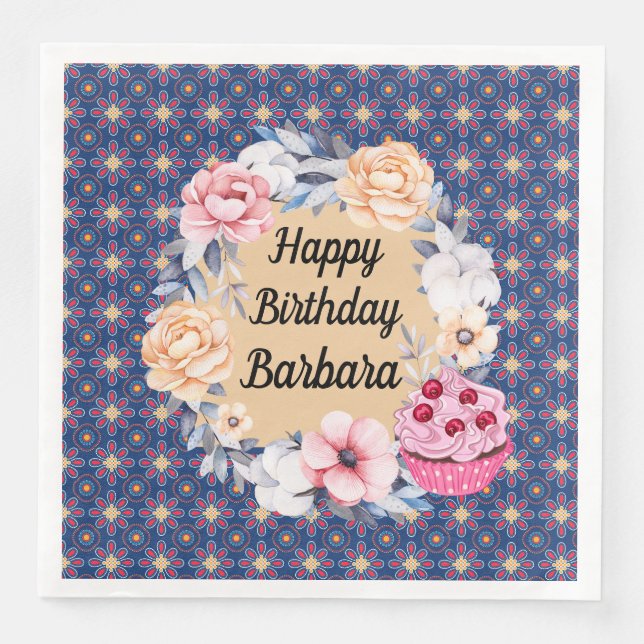 Personalise Happy Birthday Napkin (Front)