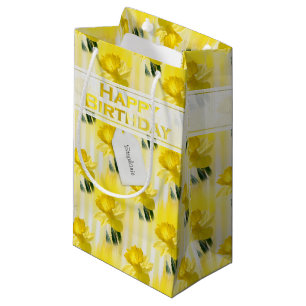 Personalise  "Happy Birthday" Yellow Daffodils (S) Small Gift Bag