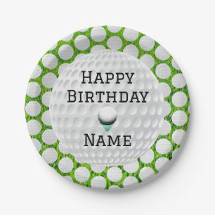 Personalise Happy Brithday Golf Designed  Paper Plate