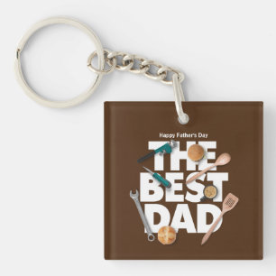 Personalise Happy Father's Day   The Best Dad-Dark Key Ring