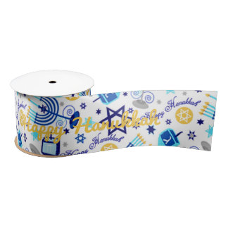 Personalise HAPPY HANUKKAH Holiday Wide Ribbon Satin Ribbon