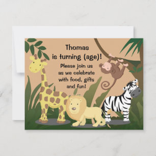 Personalise Happy Jungle Birthday Party Invitation