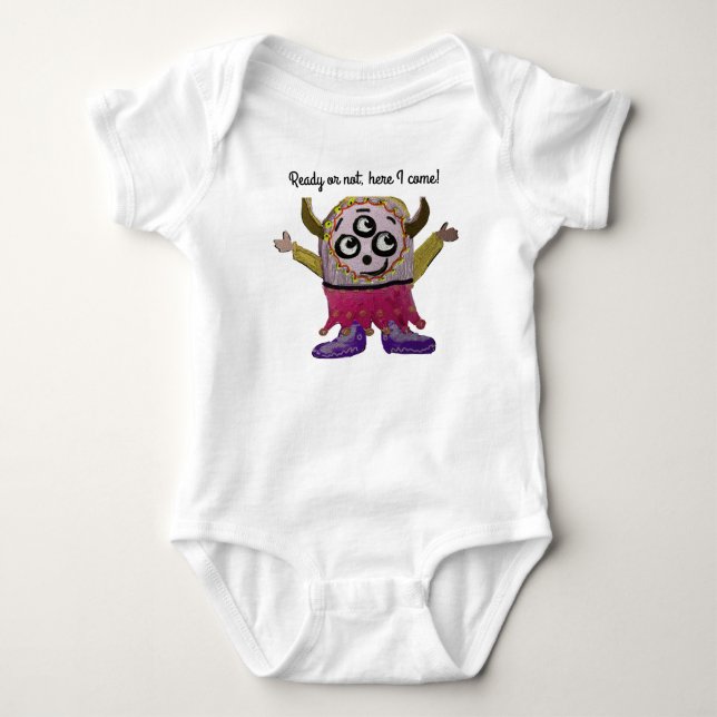 Personalise Happy Little Monster Tee Shirt (Front)