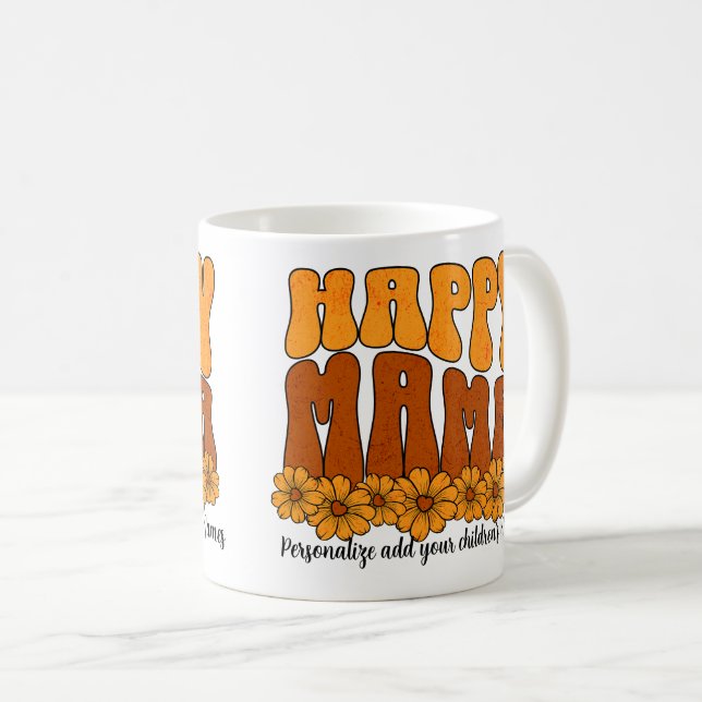 Personalise Happy Mama Browns Coffee Mug (Front Right)