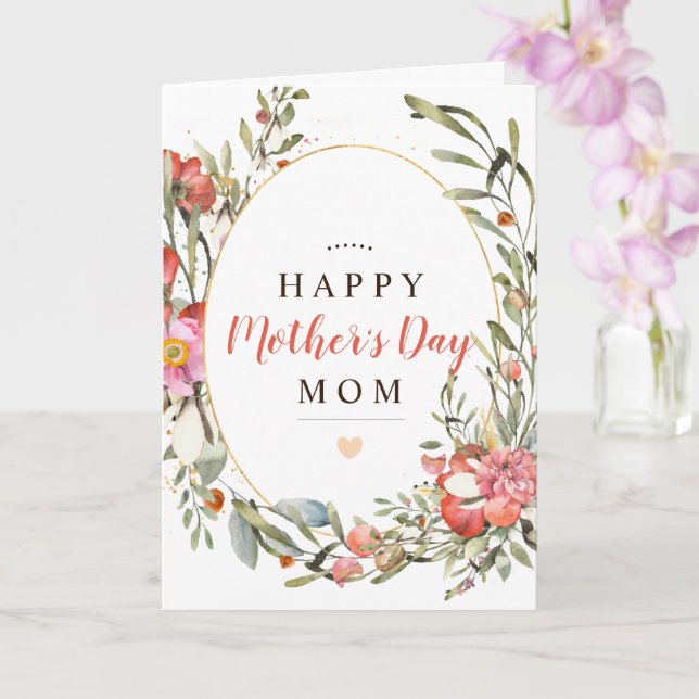 Personalise Happy Mother's Day Floral  Card (Orchid)