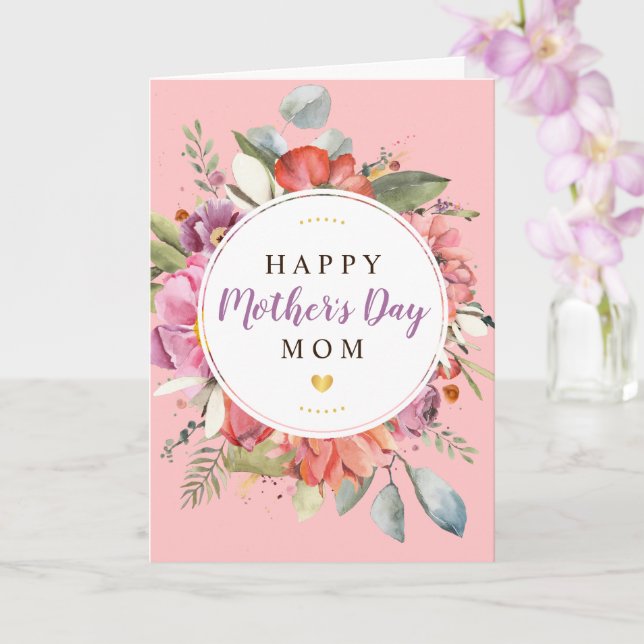 Personalise Happy Mother's Day Floral  Card (Orchid)