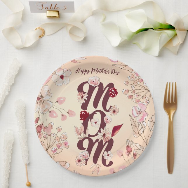 Personalise Happy Mother's Day Mum Paper Plate (Wedding)