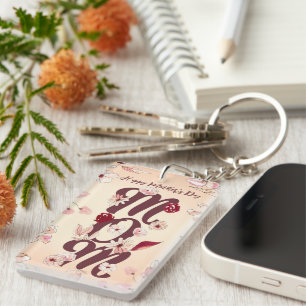 Personalise Happy Mother's Day Mum Warm Floral Key Ring