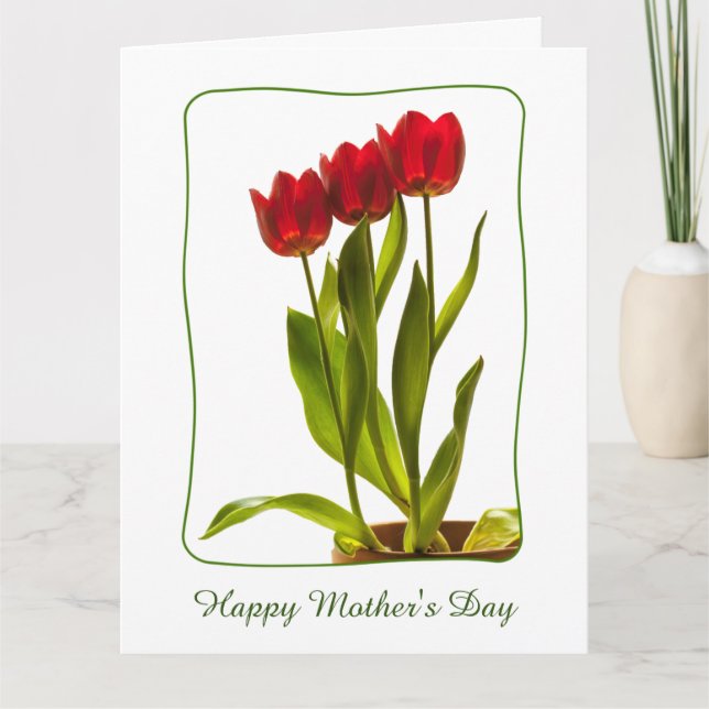 Personalise: "Happy Mother's Day" Red Tulips Card (Front)