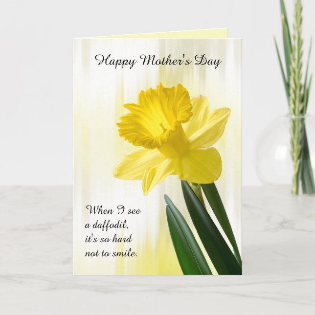 Personalise: Happy Mothers Day Yellow Daffodil Pic Card (Front)