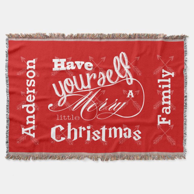 Personalise Have Yourself Merry Little Christmas Throw Blanket (Front)