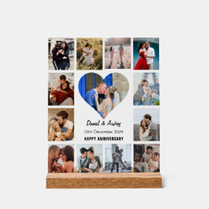 Personalise Heart Photo Collage Anniversary Gift Acrylic Sign
