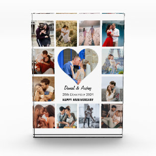 Personalise Heart Photo Collage Anniversary Gift Block