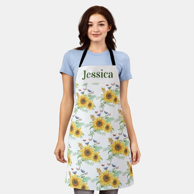 Personalise Hello The Spring Flower Apron (Worn)