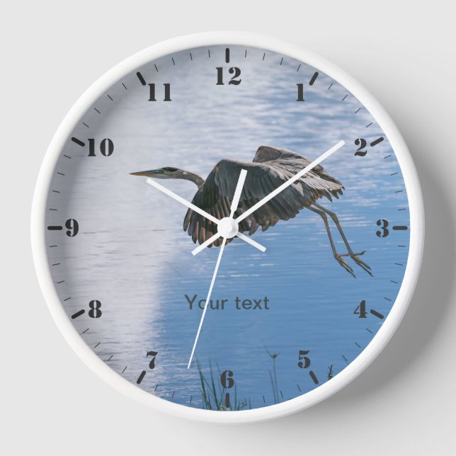 Personalise Heron in flight Clock (Front)