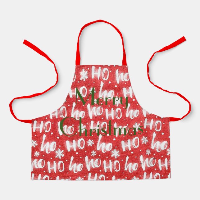 Personalise HO HO HO Christmas Holiday Apron (Front)
