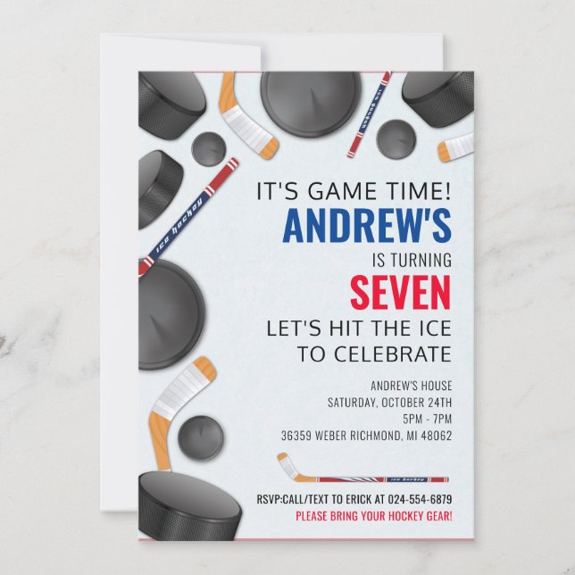 Personalise Hockey Sports  Birthday Party  Invitation (Front)