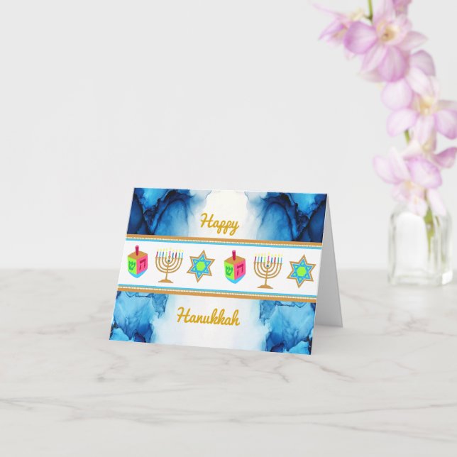Personalise Holiday HAPPY HANUKKAH Greeting Card (Orchid)