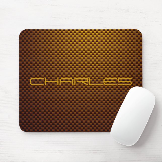 Personalise Honey black carbon fibre patterned Mouse Mat (With Mouse)