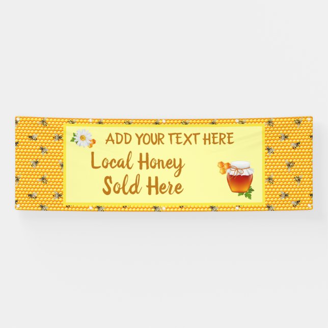 Personalise Honey Business Local Honey Sold Here Banner (Horizontal)
