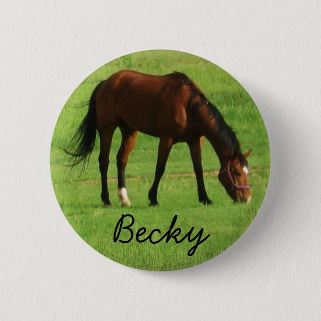 Personalise Horse 6 Cm Round Badge (Front)