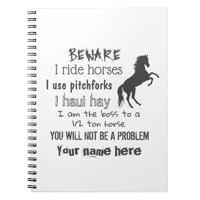 Personalise Horse Rider Spiral Photo Notebook (Front)