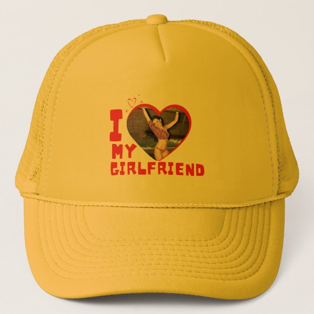 Personalise I Love My Girlfriend  Trucker Hat (Front)