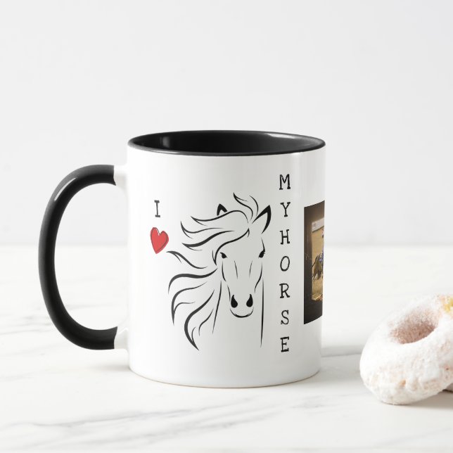 Personalise I Love My Horse Photo Mug (With Donut)