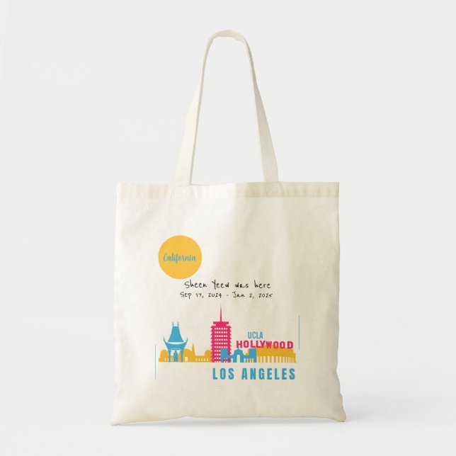 Personalise I Was Here Los Angeles, California Tote Bag (Front)
