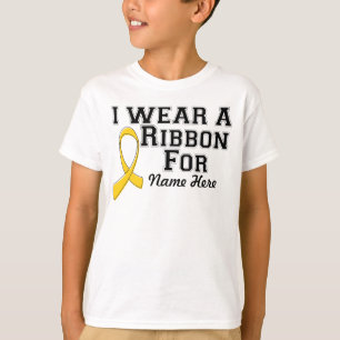 Personalise I Wear a Gold Ribbon T-Shirt