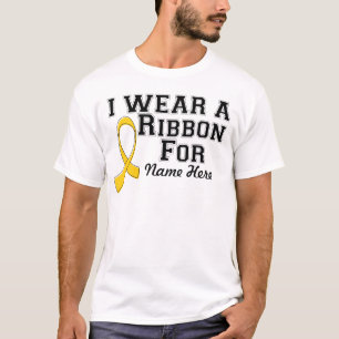 Personalise I Wear a Gold Ribbon T-Shirt