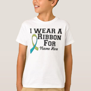 Personalise I Wear a Green and Teal Ribbon T-Shirt