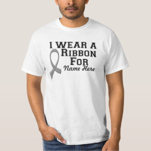 Personalise I Wear a Grey Ribbon T-Shirt