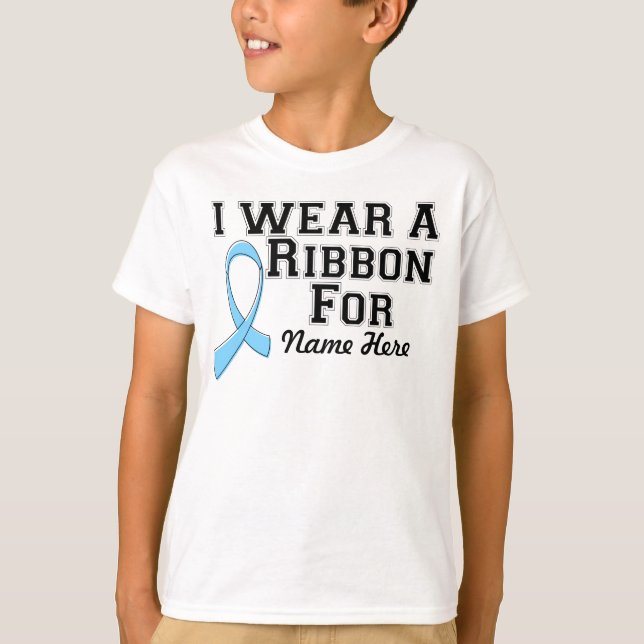 Personalise I Wear a Light Blue Ribbon T-Shirt (Front)